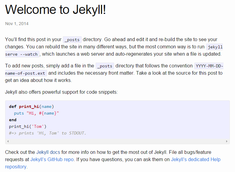 Jekyll default post